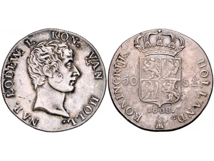 Koninkrijk 50 stuivers Lodewijk Napoleon 1808, variant grote bij Sch. 149a F-ZF