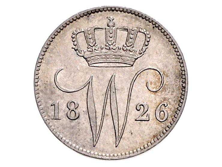 Koninkrijk Willem I 25 cent 1826 Brussel Sch. 297 2 ex. gem ZF