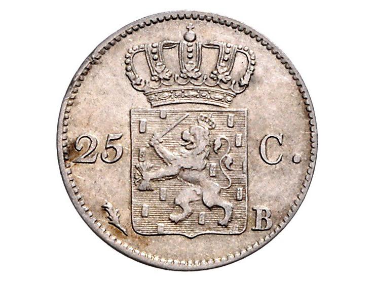 Koninkrijk Willem I 25 cent 1826 Brussel Sch. 297 2 ex. gem ZF