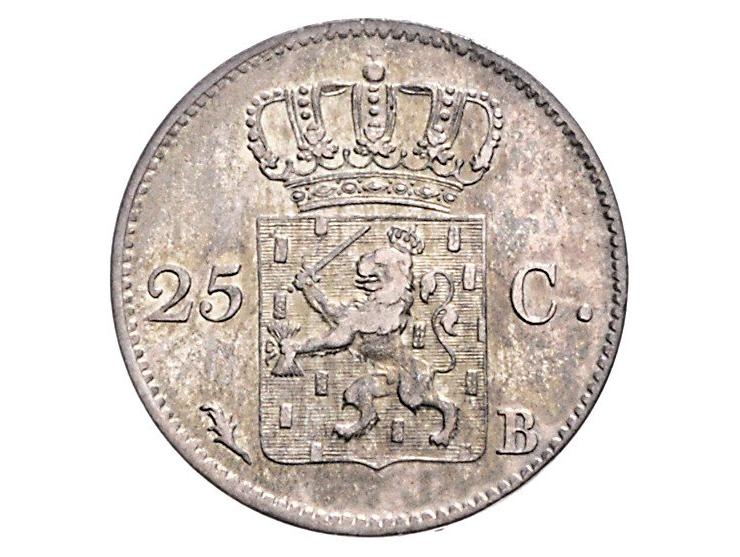 Koninkrijk Willem I 25 cent 1826 Brussel Sch. 297 2 ex. gem ZF