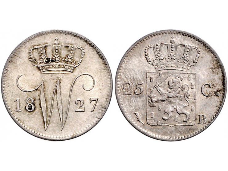 Koninkrijk Willem I 25 cent 1827 Brussel Sch. 298 ZF+