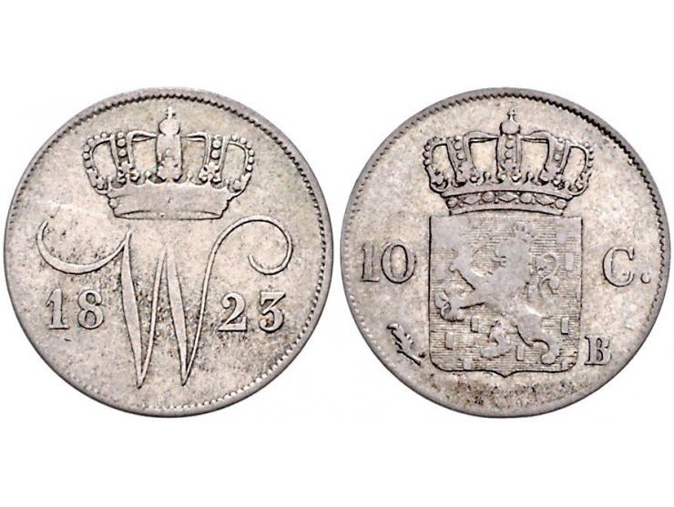 Koninkrijk Willem I 10 cent 1823 Brussel, Sch. 309 F+