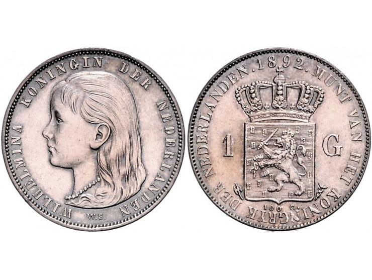 Koninkrijk Wilhelmina 1 gulden 1892 Sch. 795 ZF