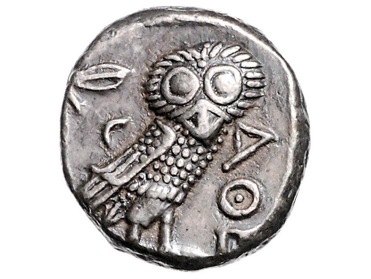 Griekse munten Attica, Athens, Tetradrachm ca. 454-404 BC, AR 20.8 mm, 17.19 g. - Obv: Helmeted head of Athena facing right, 