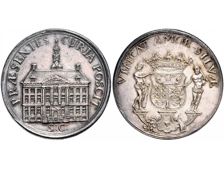Historiepenningen 's-Hertogenbosch - Stadhuispenning zilver (1704) Snoeck 1 ZF