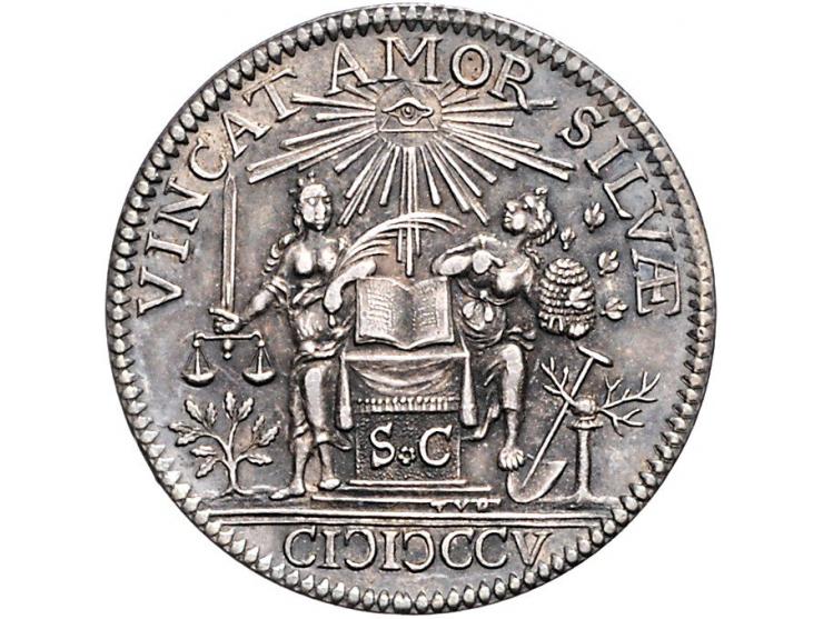 Historiepenningen 's-Hertogenbosch - Stadhuispenning zilver 1705 Snoeck 4, 2e exemplaar ZF
