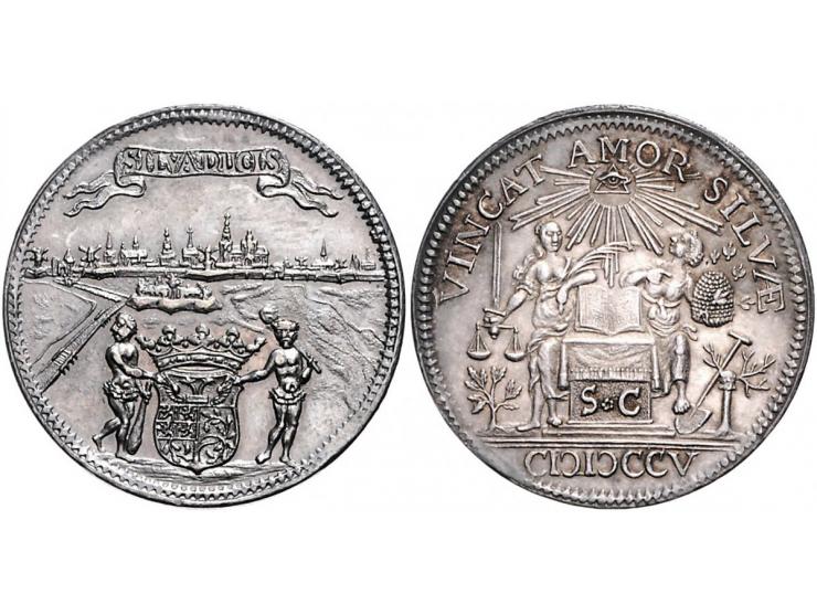 Historiepenningen 's-Hertogenbosch - Stadhuispenning zilver 1705 Snoeck 5 ZF+