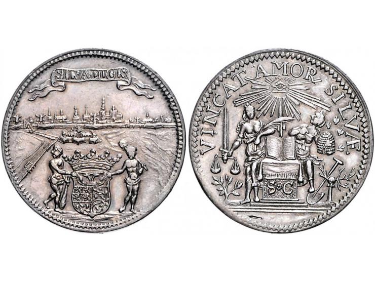 Historiepenningen 's-Hertogenbosch - Stadhuispenning zilver (1707) Snoeck 7, PR-