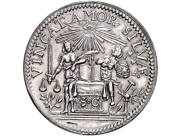 Historiepenningen 's-Hertogenbosch - Stadhuispenning zilver (1707) Snoeck 7, PR-