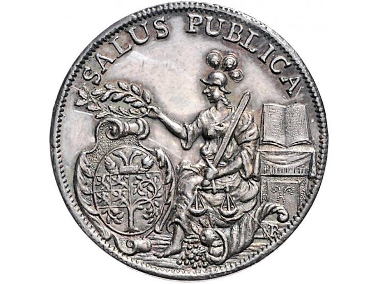 Historiepenningen 's-Hertogenbosch - Stadhuispenning zilver 1711 Snoeck 9a, 2e exemplaar ZF