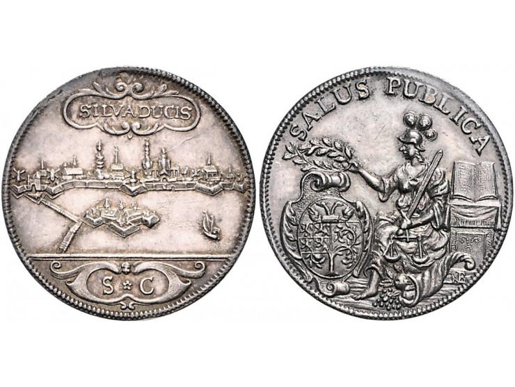 Historiepenningen 's-Hertogenbosch - Stadhuispenning zilver (1712) Snoeck 10 ZF