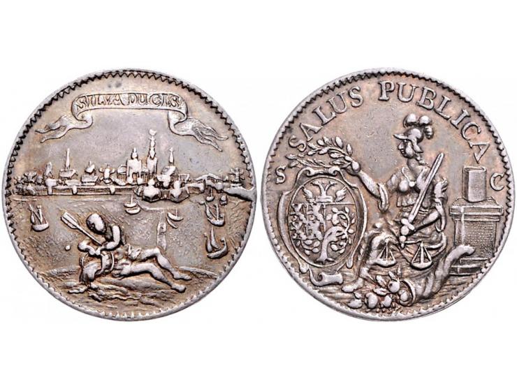 Historiepenningen 's-Hertogenbosch - Stadhuispenning zilver (1712) Snoeck 12 of 12a ZF