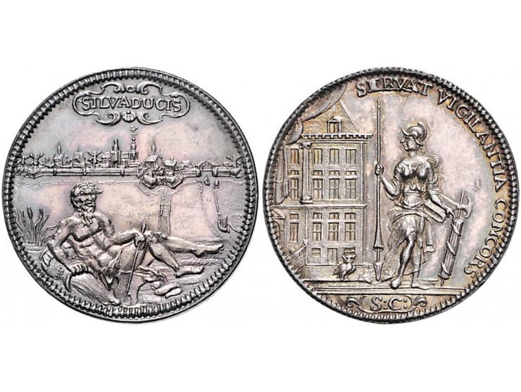 Historiepenningen 's-Hertogenbosch - Stadhuispenning zilver (1712) Snoeck 13 ZF