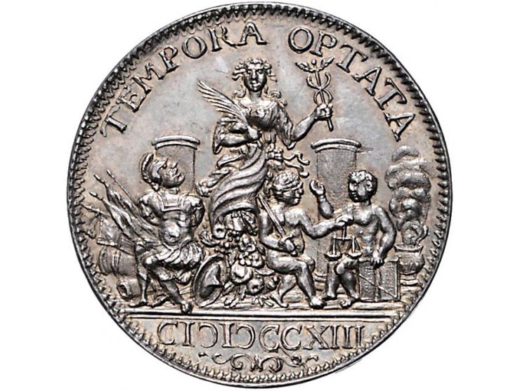 Historiepenningen 's-Hertogenbosch - Stadhuispenning zilver 1713 Snoeck 14a PR