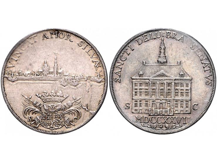 Historiepenningen 's-Hertogenbosch - Stadhuispenning zilver 1727 Snoeck 42a ZF-
