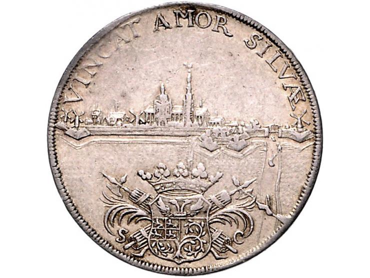 Historiepenningen 's-Hertogenbosch - Stadhuispenning zilver 1727 Snoeck 42a ZF-