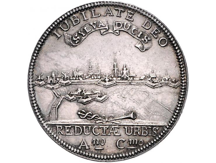Historiepenningen 's-Hertogenbosch - Dubbele Stadhuispenning zilver 1729 Snoeck 43 PR