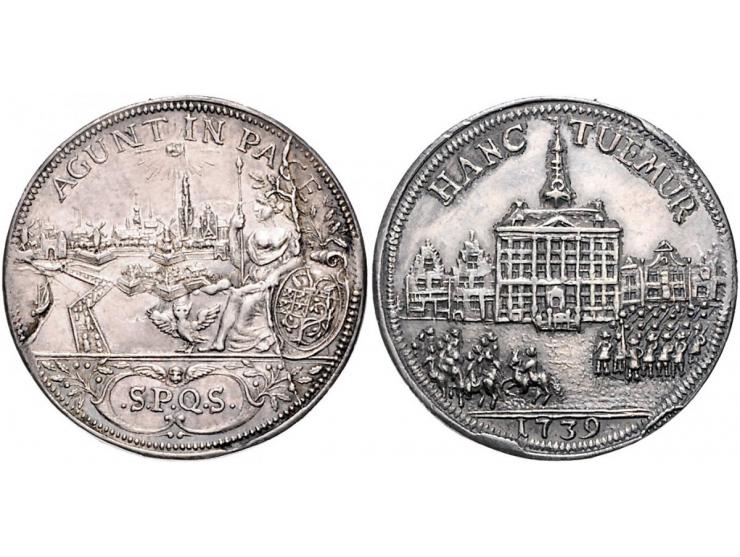 Historiepenningen 's-Hertogenbosch - Stadhuispenning zilver 1739 Snoeck 54b ZF+