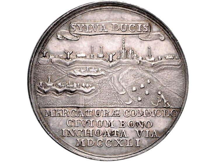 Historiepenningen 's-Hertogenbosch - Dubbele Stadhuispenning zilver 1741 Snoeck 55 ZF+