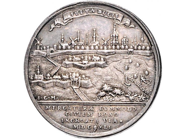 Historiepenningen 's-Hertogenbosch - Stadhuispenning zilver 1741 Snoeck 58 ZF