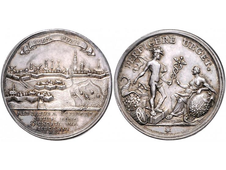 Historiepenningen 's-Hertogenbosch - Stadhuispenning zilver 1741 Snoeck 59, 2e exemplaar ZF