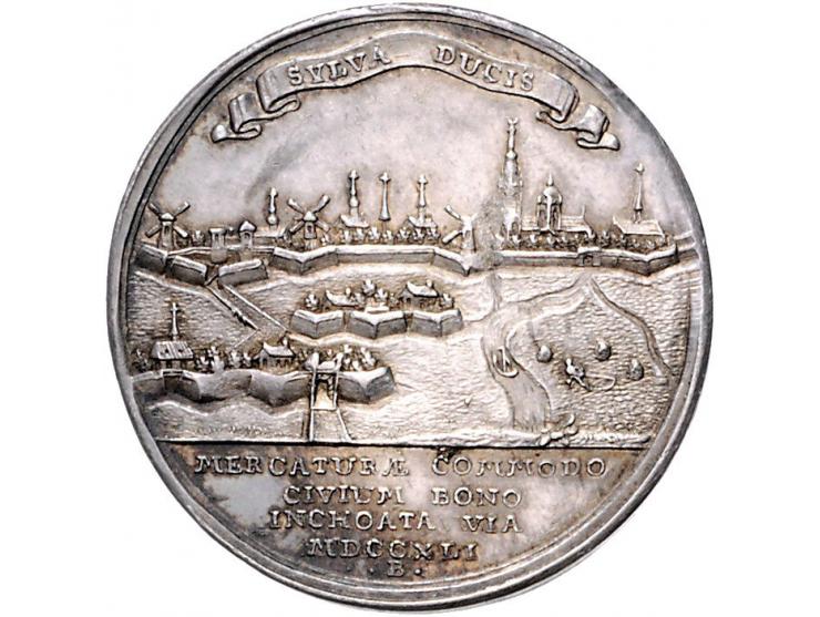 Historiepenningen 's-Hertogenbosch - Stadhuispenning zilver 1741 Snoeck 59, 2e exemplaar ZF