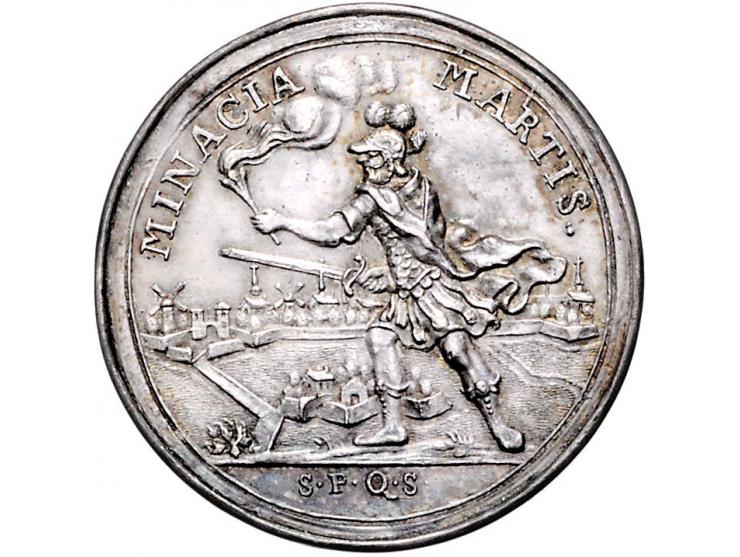 Historiepenningen 's-Hertogenbosch - Stadhuispenning zilver 1748 Snoeck 63 ZF