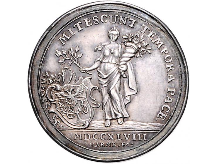 Historiepenningen 's-Hertogenbosch - Stadhuispenning zilver 1748 Snoeck 63 ZF
