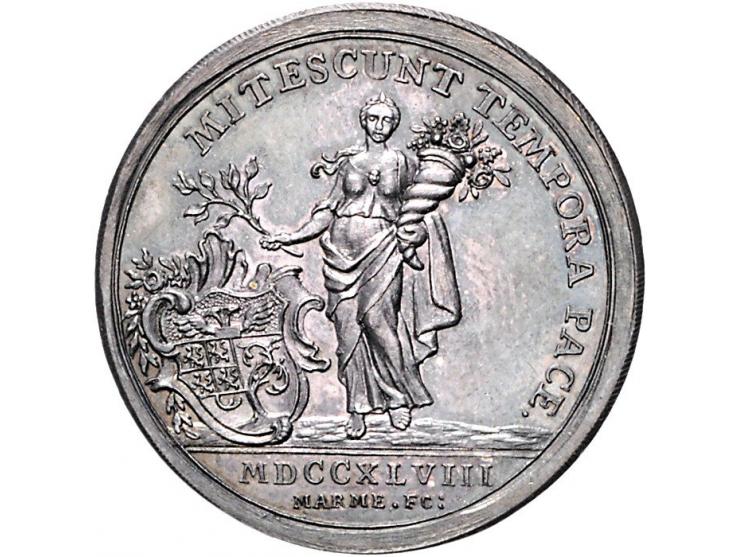 Historiepenningen 's-Hertogenbosch - Stadhuispenning zilver 1748 Snoeck 65 bijna PR