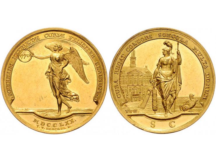 Historiepenningen 's-Hertogenbosch - Dubbele Stadhuispenning goud 1770 Snoeck 73 18,54 gr. PR