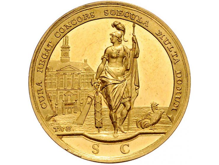 Historiepenningen 's-Hertogenbosch - Dubbele Stadhuispenning goud 1770 Snoeck 73 18,54 gr. PR