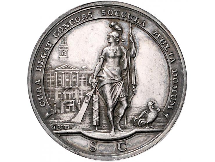 Historiepenningen 's-Hertogenbosch - Dubbele Stadhuispenning zilver 1770 Snoeck 73 ZF-