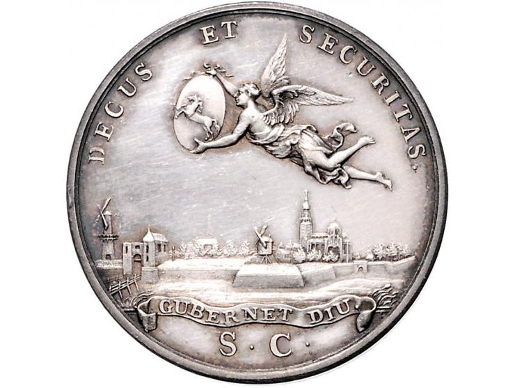 Historiepenningen 's-Hertogenbosch - Dubbele Stadhuispenning zilver 1776 Snoeck 78 bijna PR