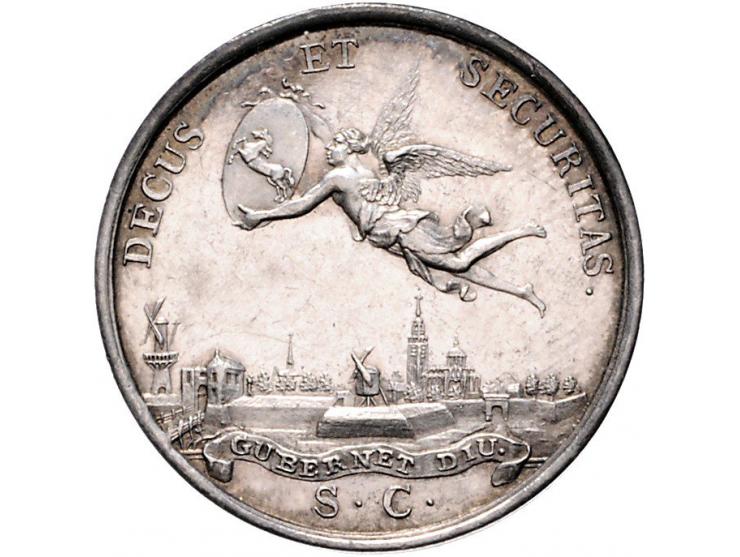 Historiepenningen 's-Hertogenbosch - Stadhuispenning zilver 1776 Snoeck 79 ZF+