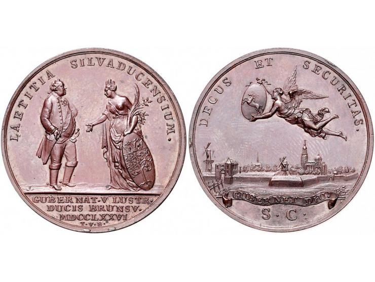 Historiepenningen 's-Hertogenbosch - Dubbele Stadhuispenning koper 1776 PR