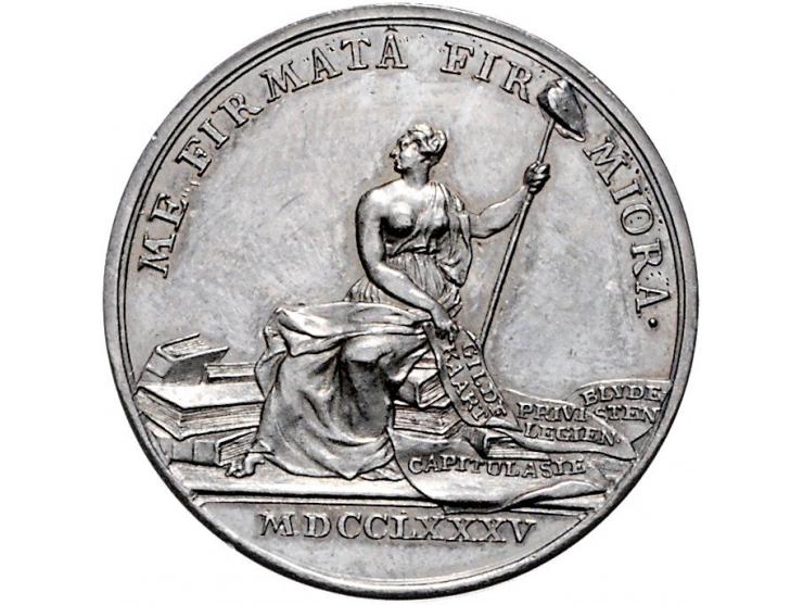 Historiepenningen 's-Hertogenbosch - Stadhuispenning zilver 1785 Snoeck 83, VvL. 631, bijna PR