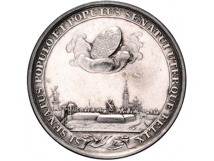 Historiepenningen 's-Hertogenbosch - Dubbele Stadhuispenning zilver 1785 Snoeck 80 bijna PR