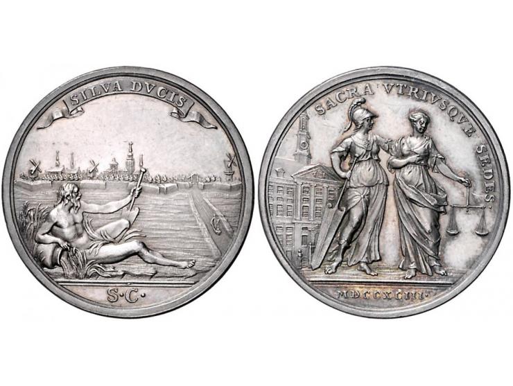 Historiepenningen 's-Hertogenbosch - Stadhuispenning zilver 1793 Snoeck 84 PR