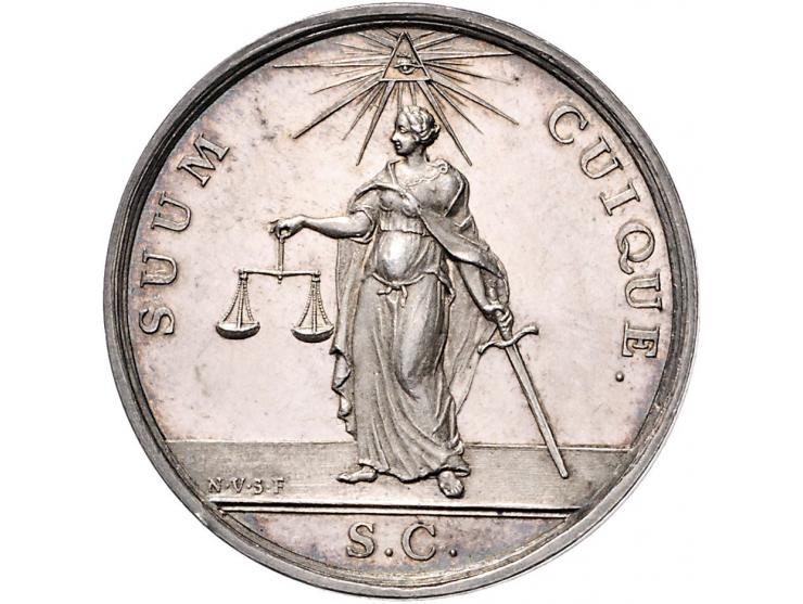 Historiepenningen (1757-1759) Vroedschapspenning Den Haag door N. van Swinderen. Zilver 37mm JMP 1930 pl.I.6. PR