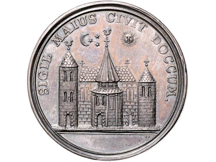 Historiepenningen Dokkum, vroedschapspenning, piedfort, 36,5 mm, 25,68 gr., JMP 1930 pl.IV.3 PR
