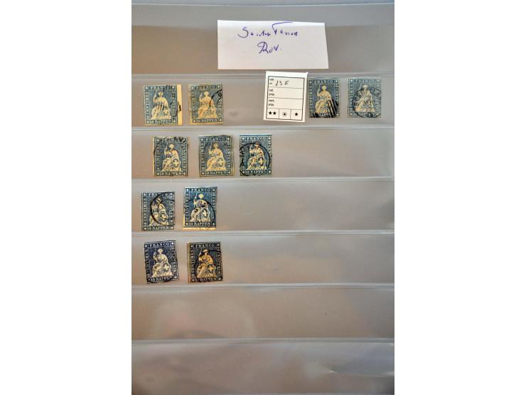 about 135 Strubli between 2 - 40 rappen including various printings, cancellations etc. in ring binder