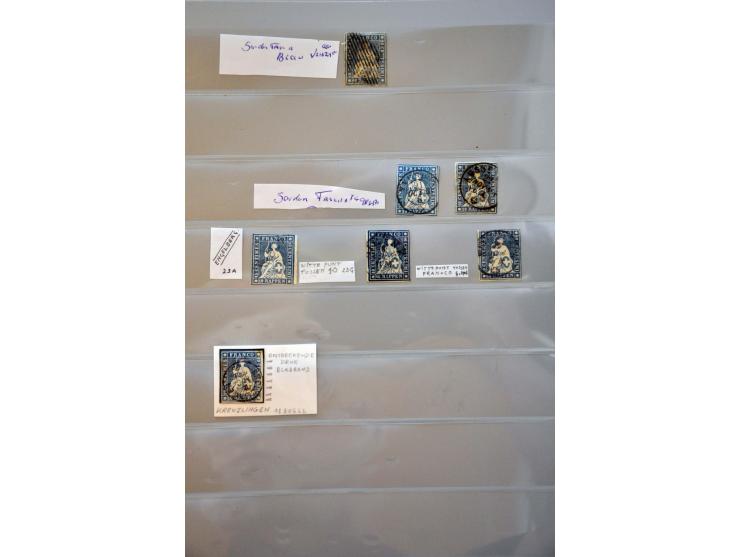 about 135 Strubli between 2 - 40 rappen including various printings, cancellations etc. in ring binder
