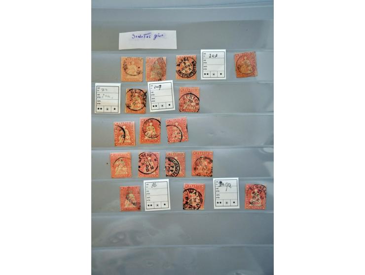 about 135 Strubli between 2 - 40 rappen including various printings, cancellations etc. in ring binder