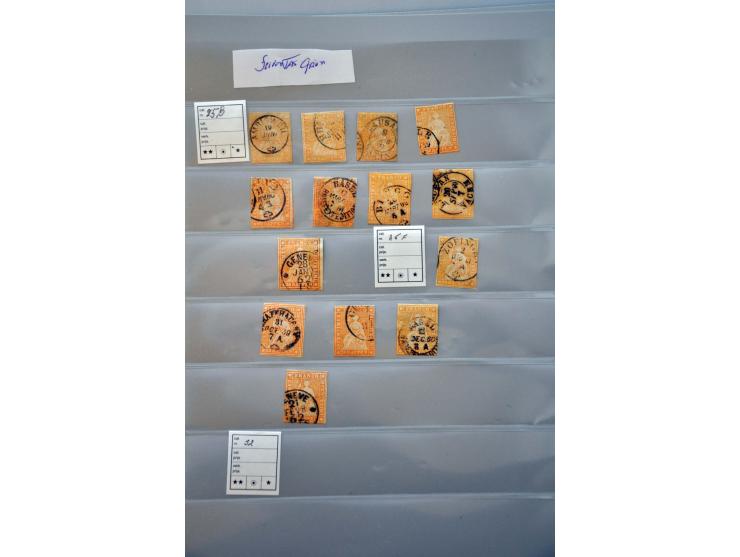 about 135 Strubli between 2 - 40 rappen including various printings, cancellations etc. in ring binder