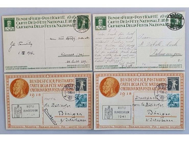 postal stationery, Bundesfeier cards (approx. 200 items) both used and unused including better (P61 gymnasts) in 3 albums   