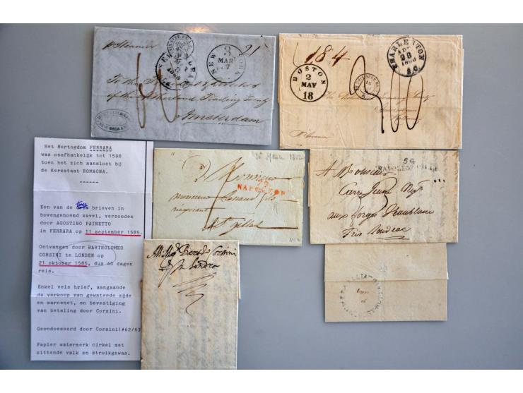 90 better pre philatelic letters, sea letters from USA to Europe and Amsterdam, some forwarded, REVAL, AUS&nbsp;RUSSLAND, Aus