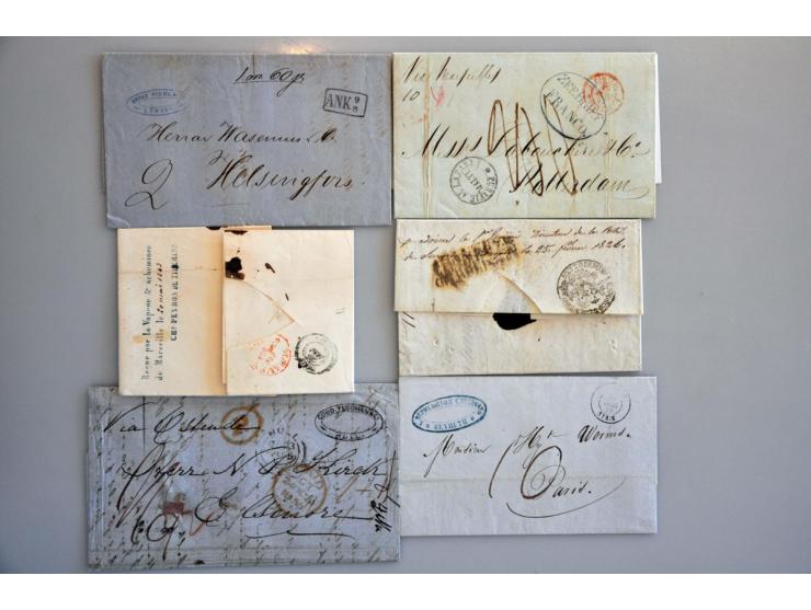 90 better pre philatelic letters, sea letters from USA to Europe and Amsterdam, some forwarded, REVAL, AUS&nbsp;RUSSLAND, Aus