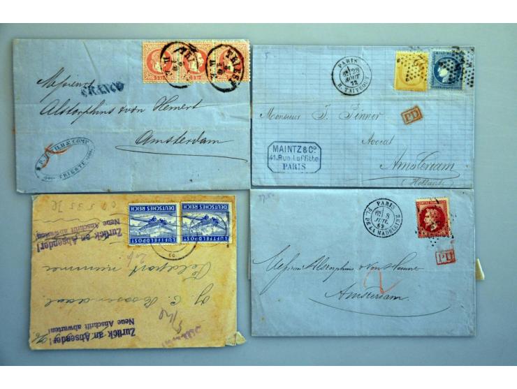 covers/postal stationery, about 120 ex. with a.o. better 19th century items from Austria, France and Germany in small box