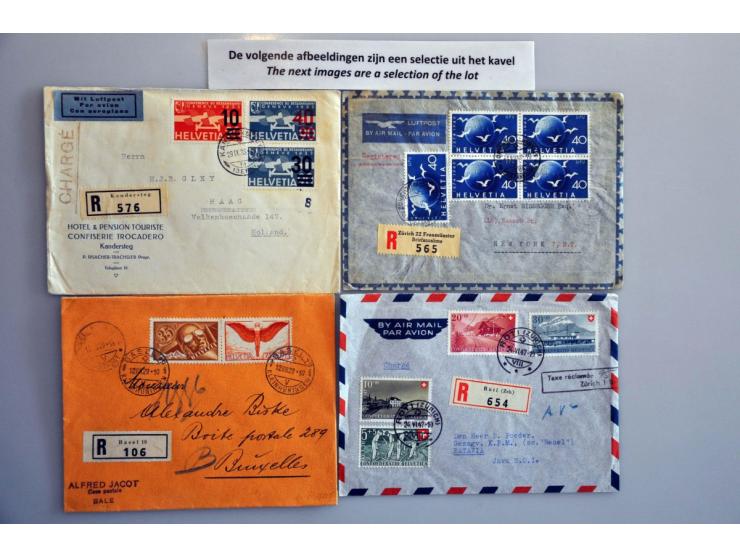 large number covers/postal stationery with better material from a.o. France and Switzerland in box