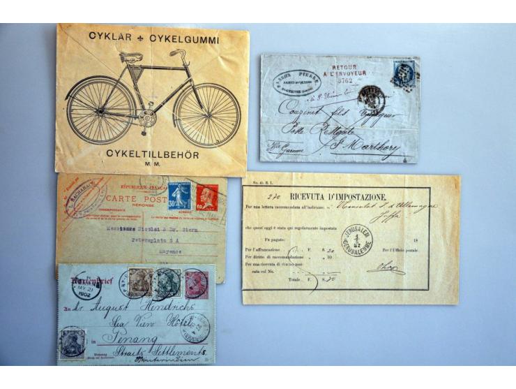 large number covers/postal stationery with better material from a.o. France and Switzerland in box